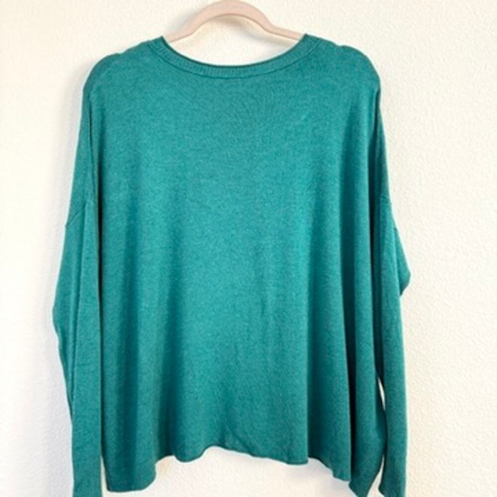 EILEEN FISHER Italian Yarn Boxy Sweater Green Relaxed Fit Viscose L Lagenlook - Picture 5 of 5